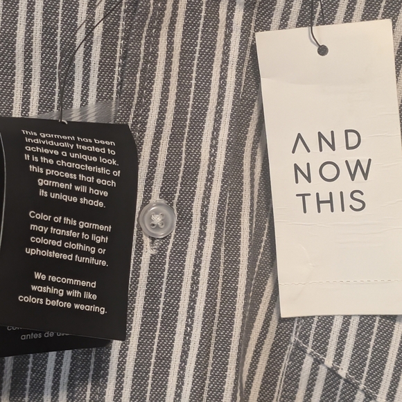 And Now This Men's Striped Oxford Dress Shirt Grey White Size -XL NWT Fast Ship - Picture 6 of 16